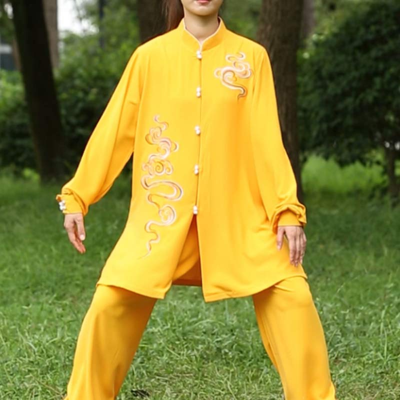 Buddha Stones Nuvole di buon auspicio Ricamo Meditazione Preghiera Spirituale Zen Tai Chi Qigong Pratica Set di abbigliamento unisex - image 8