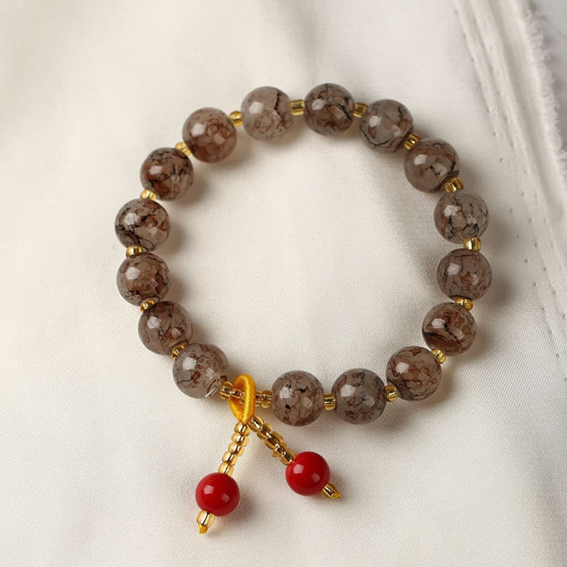Braccialetto di armonia con perline di vetro Liuli Buddha Stones Blessing