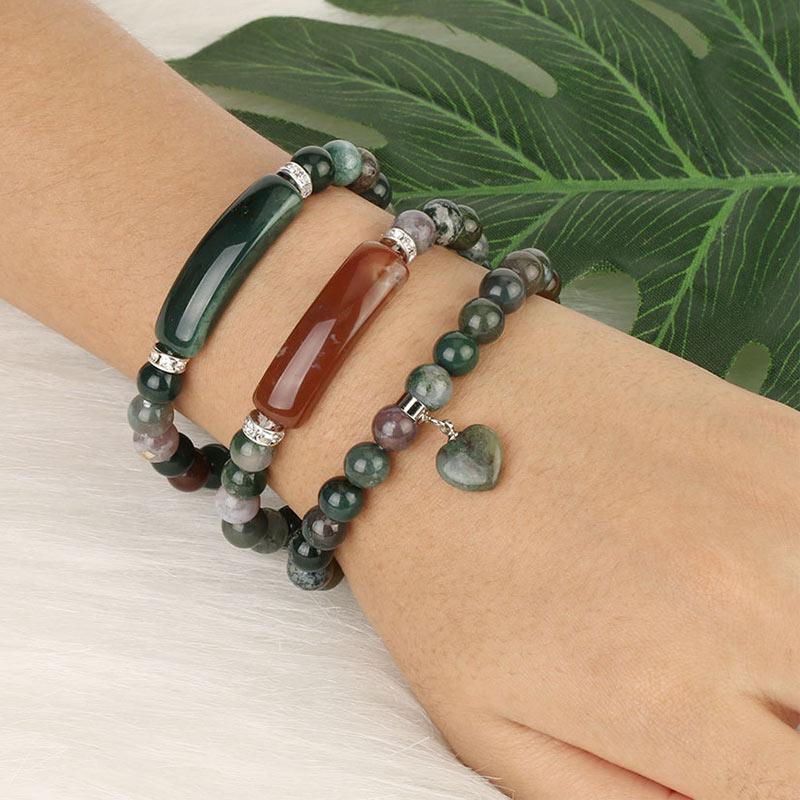 Braccialetto di perline curative con cuore d'amore in quarzo naturale Buddha Stones