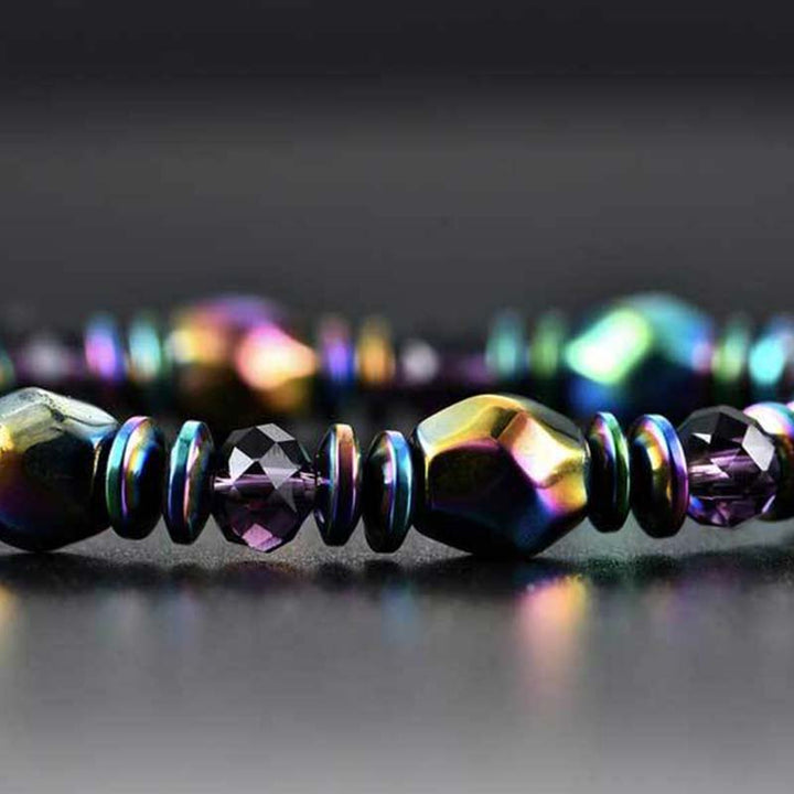Braccialetto del benessere in ematite arcobaleno Buddha Stones