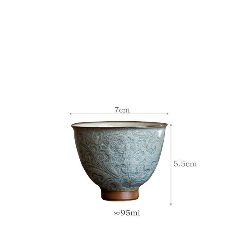 Tazza da tè in ceramica intagliata con Buddha Stones loto Tazza da tè Kung Fu
