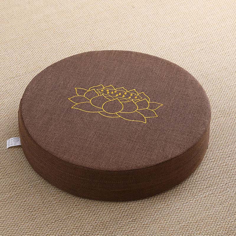 Cuscino per seduta da meditazione in cotone e lino con ricamo di loto Buddha Stones