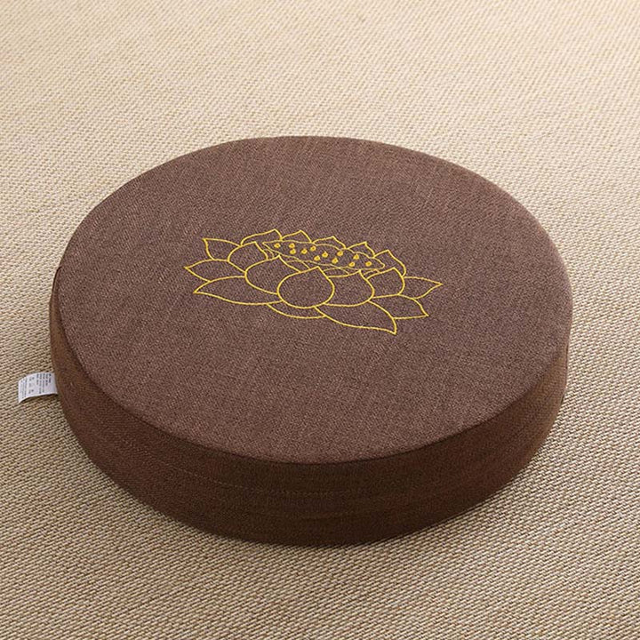 Cuscino per seduta da meditazione in cotone e lino con ricamo di loto Buddha Stones