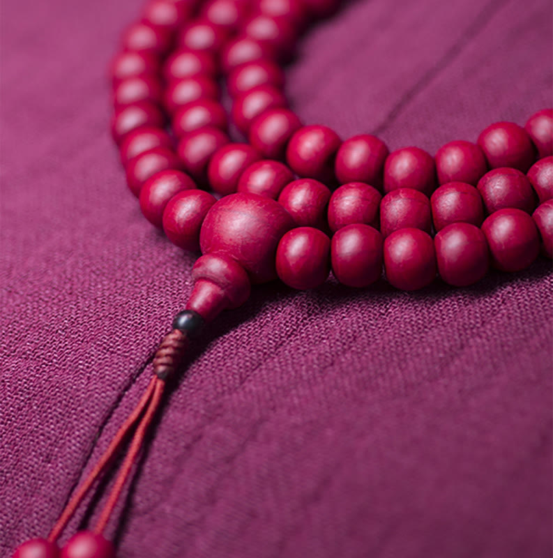 Buddha Stones 108 Mala Beads Natural Abelia Biflora Braccialetto di protezione in legno