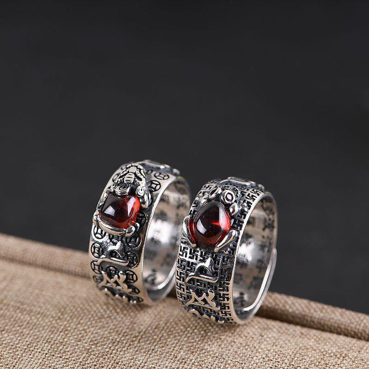 Genstone PiXiu Feng Shui Rana Vajra Dorje Cuore Sutra Ricchezza Anello Regolabile