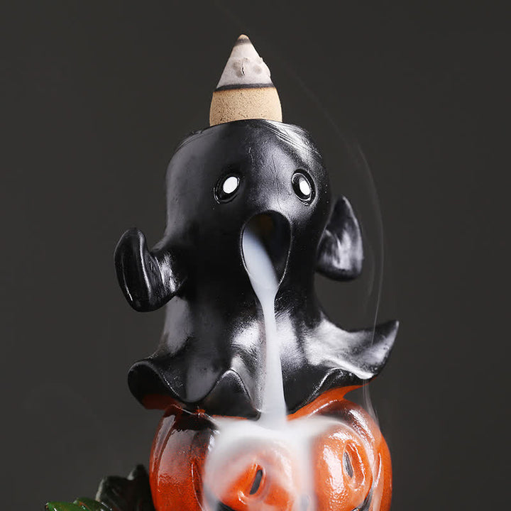 Zucche di Halloween, fantasma, resina, fontana di fumo a riflusso, bruciatore di incenso, decorazione