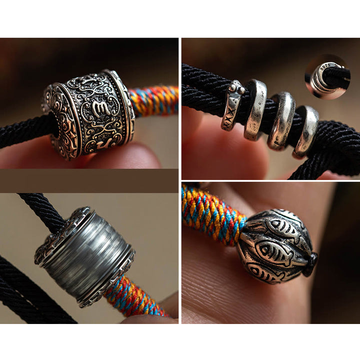 Braccialetto a doppio giro con amuleto intagliato in Buddha Stones tibetano Om Mani Padme Hum