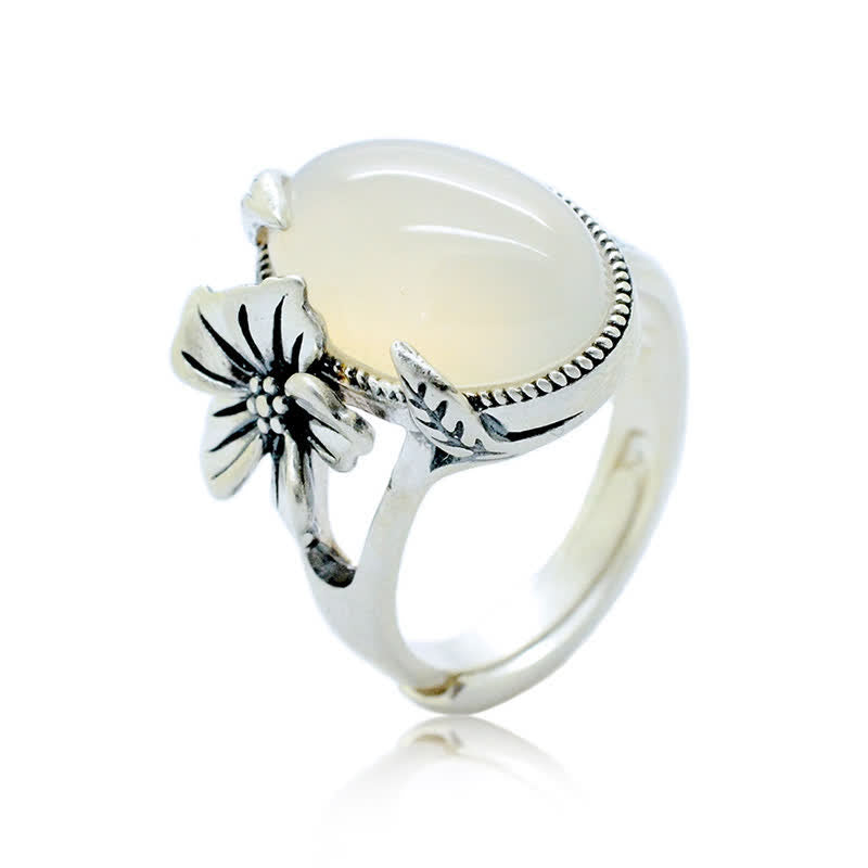 Anello in argento sterling 990 con calcedonio naturale e prugna, armonia positiva - image 16