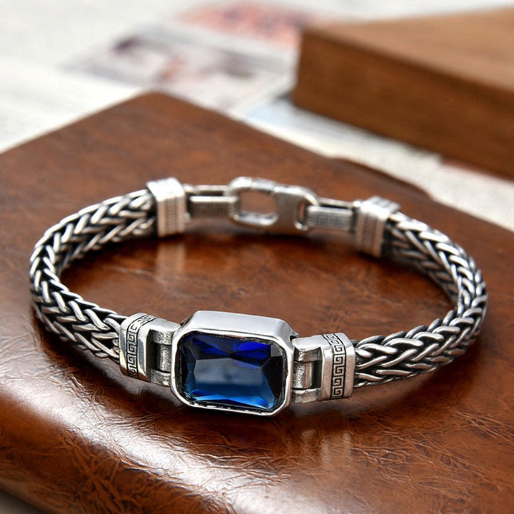 Bracciale con fibbia per la ricchezza e guarigione con chiglia di drago in acrilico blu retrò Buddha Stones
