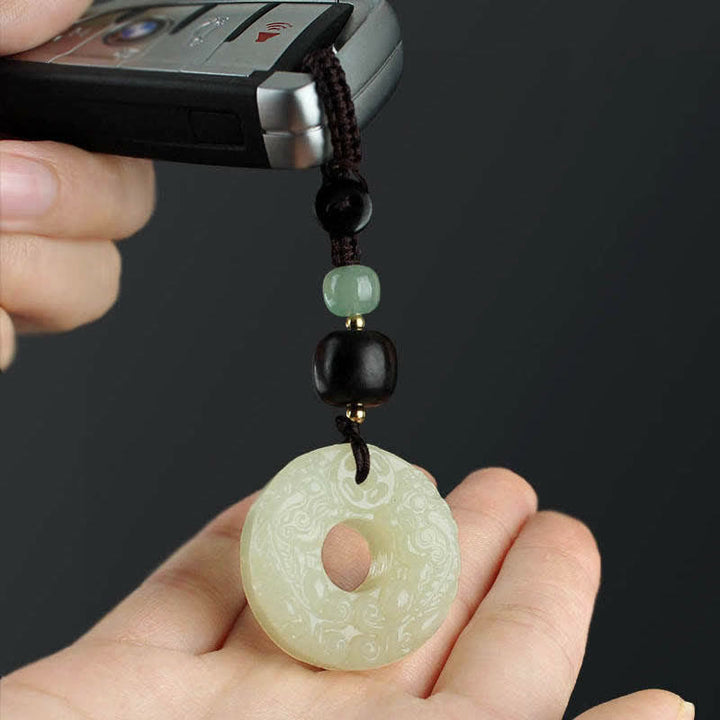 Buddha Stones PiXiu Jade Peace Buckle Abbondanza Ricchezza Portachiavi