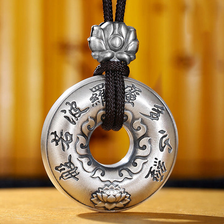 Collana con ciondolo a forma di fibbia della pace con cuore in argento sterling 999, Buddha Stones - image 6