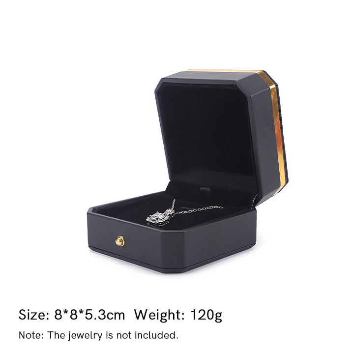 Scatola portaoggetti per gioielli in pelle PU, scatola regalo - Nero - Scatola pendente (8*8*5,3 cm) - image 15