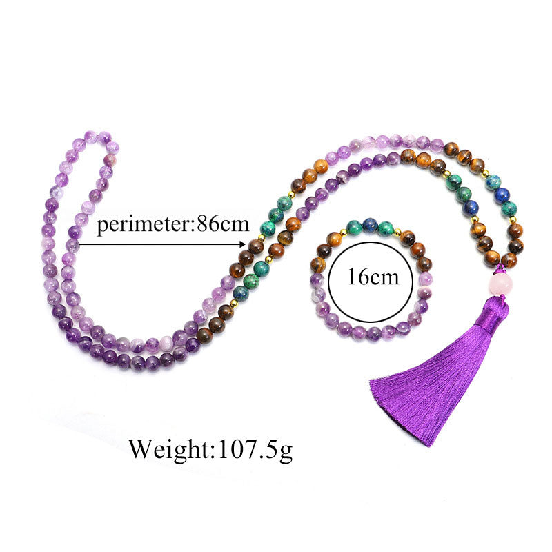 Buddha Stones Set di braccialetti mala tibetani purificanti in ametista - image 4
