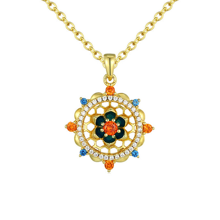 Collana con ciondolo Buddha Stones in argento sterling 925 con fiore di loto e zircone colorato, nuovo inizio - image 4