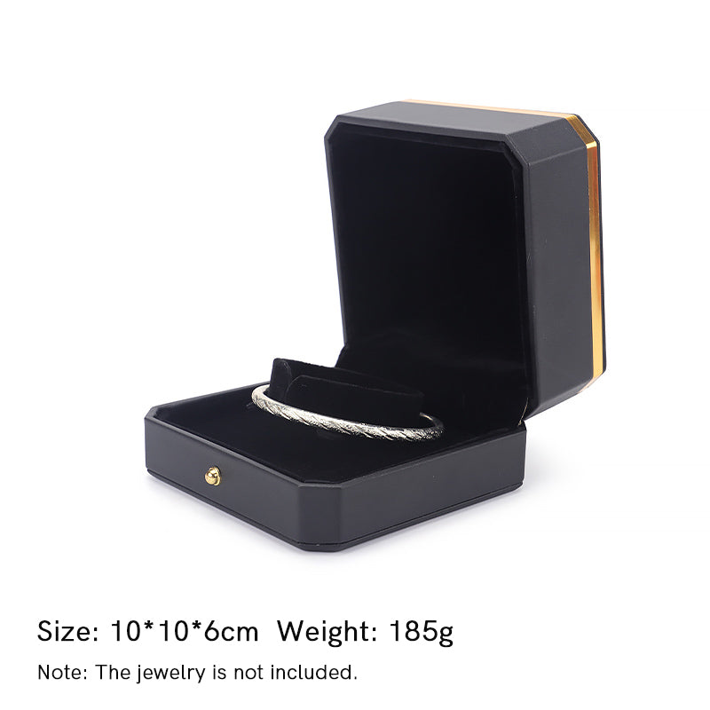 Scatola portaoggetti per gioielli in pelle PU, scatola regalo - Nero - Scatola per braccialetti (10*10*6cm) - image 16