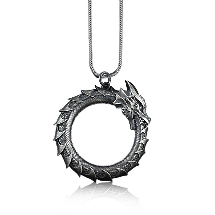 Collana con ciondolo di protezione del serpente drago in stagno puro Buddha Stones - image 2