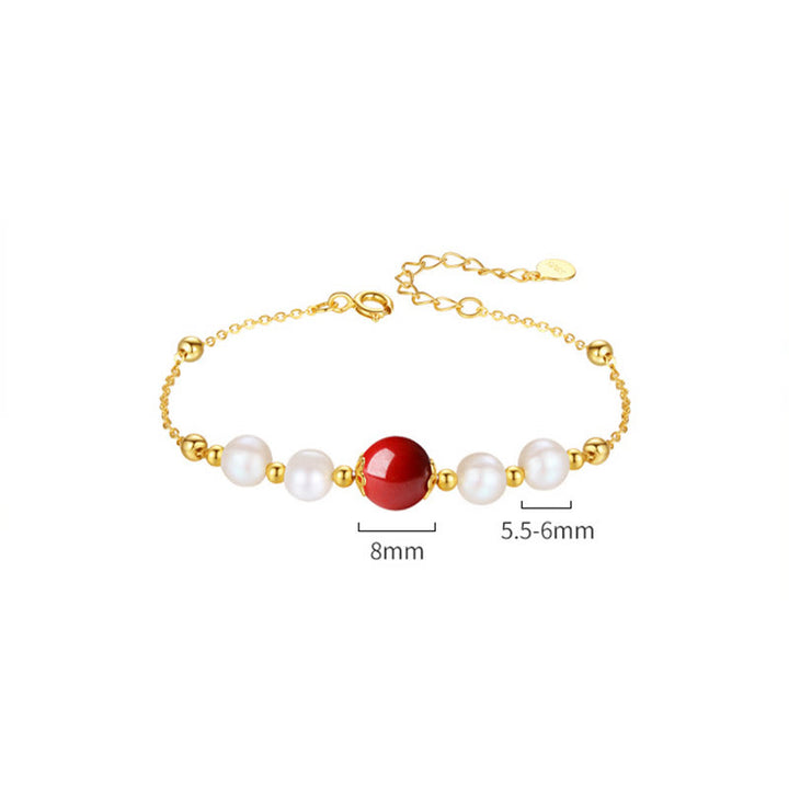 Bracciale a catena con perle curative in argento sterling 925 e cinabro Buddha Stones - image 9