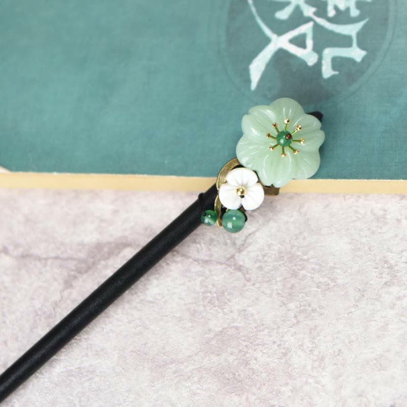 Decorazione per forcina con fiore di agata verde e Buddha Stones, positività