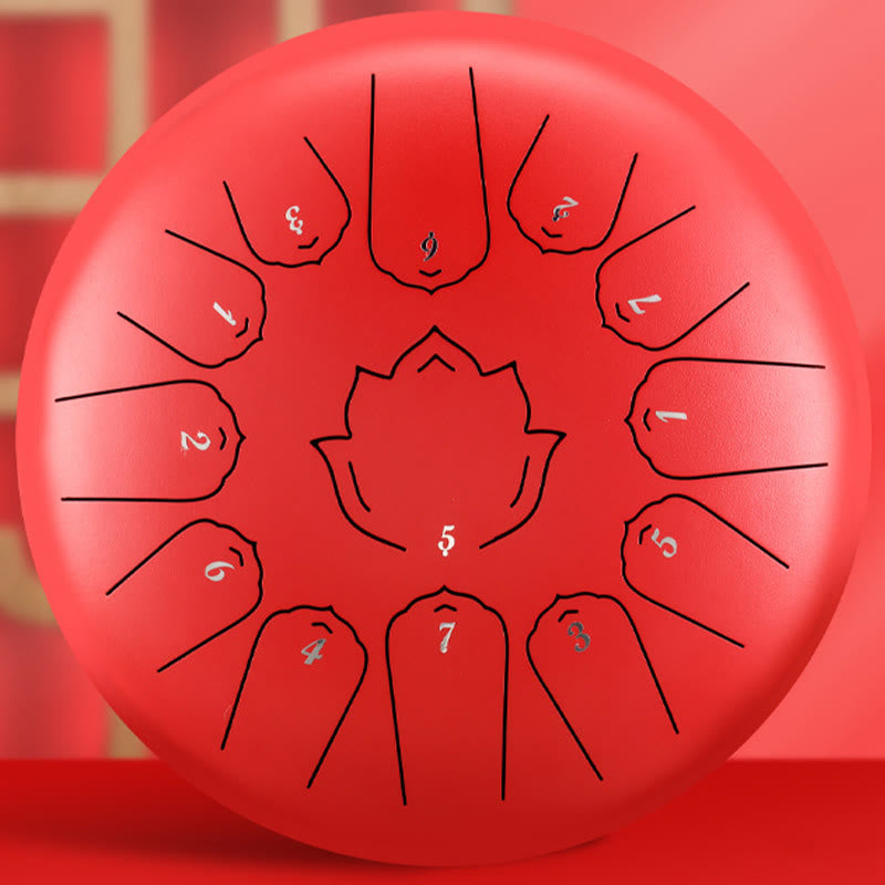 Buddha Stones Steel Tongue Drum Sound Healing Mindfulness Lotus Pattern Yoga Drum Kit 13 Note 12 Pollici Strumento a percussione