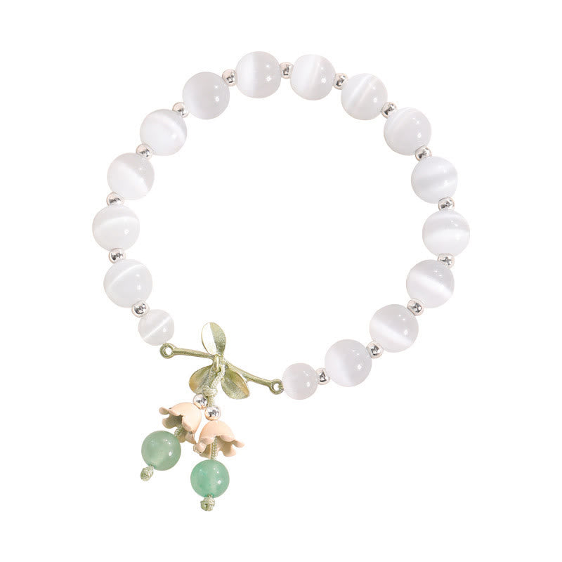 Bracciale con ciondolo Buddha Stones Cat's Eye, Aventurina verde, Calcedonio blu, Cristallo rosa, Orchidea della pace - image 1