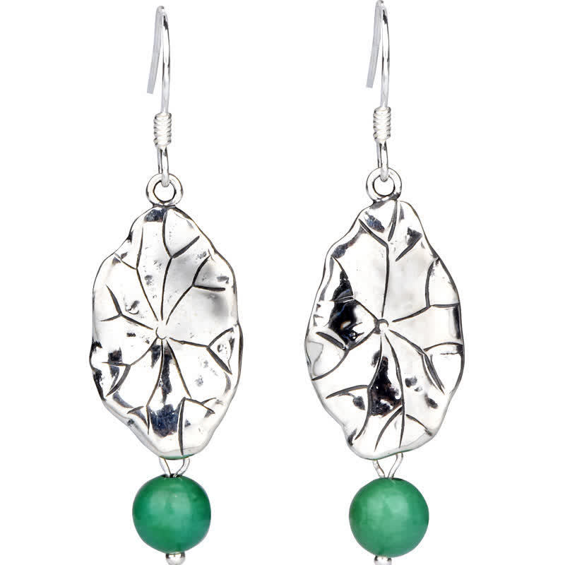 Orecchini pendenti con protezione a forma di foglia di loto turchese in argento sterling 925 Buddha Stones - image 10