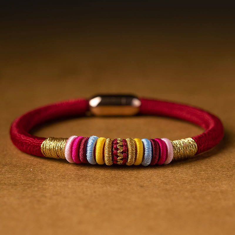 Braccialetto intrecciato con fibbia magnetica e protezione del nodo King Kong fatto a mano tibetano Buddha Stones