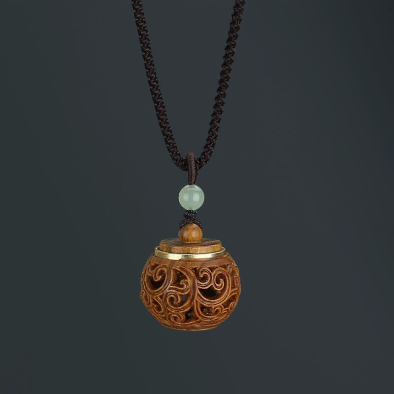 Buddha Stones Tibet Sandalo verde Palissandro Om Mani Padme Hum Loto Collana pendente rilassante positivo - Sandalo verde bottiglia rotondo - image 16