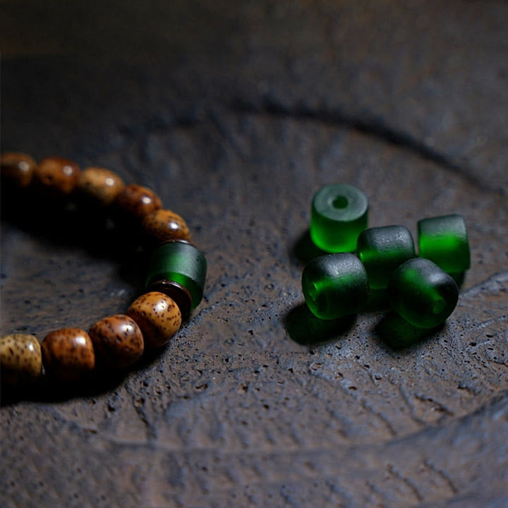 Buddha Stones Semi di Bodhi Tibetano Ambra Perline Dzi Agata Zakiram Dea della Ricchezza Perline Bracciale Triplo Avvolgimento