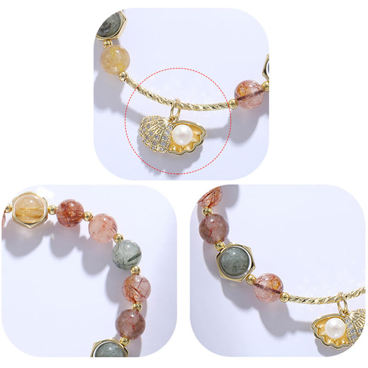 Braccialetto di perline di protezione in quarzo rutilato naturale colorato Buddha Stones