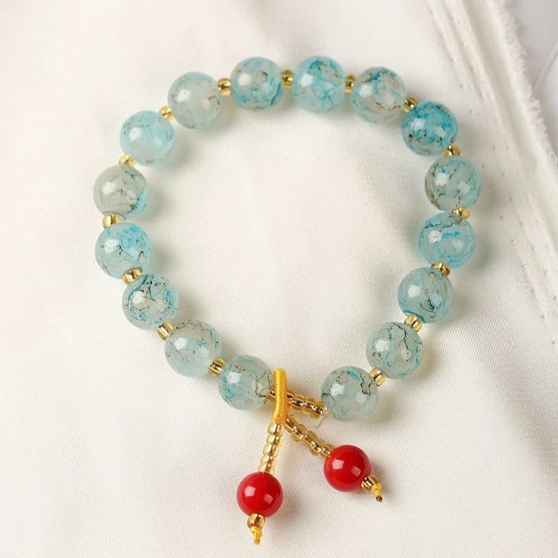 Braccialetto di armonia con perline di vetro Liuli Buddha Stones Blessing