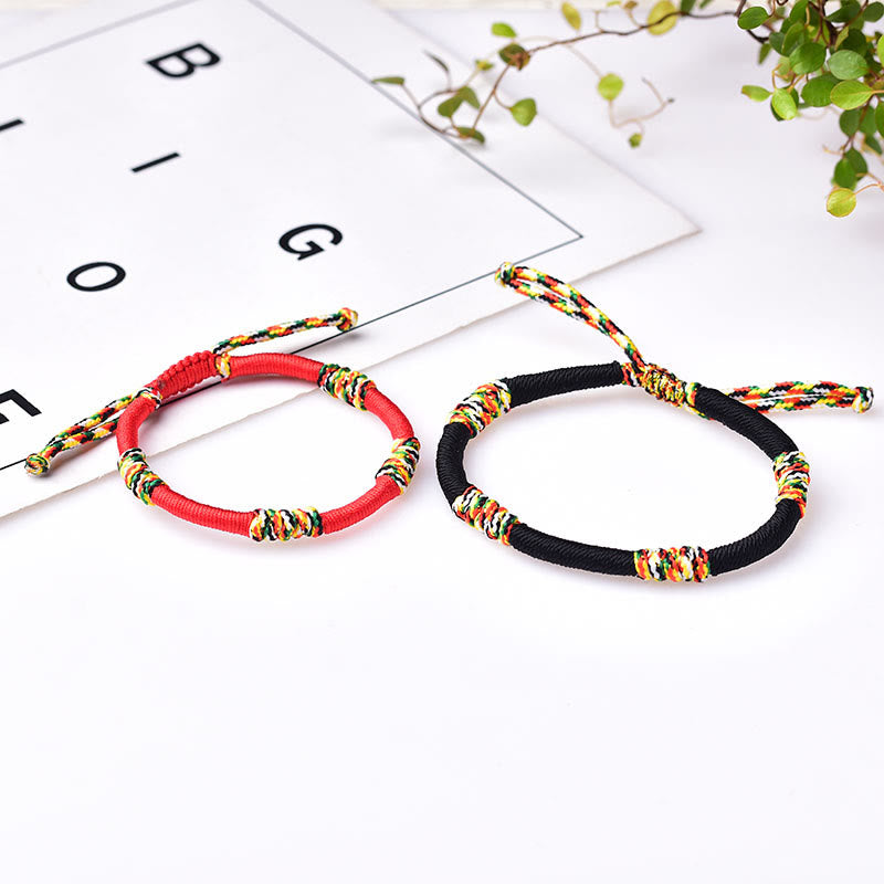 Braccialetto di corda intrecciata con nodo King Kong colorato fatto a mano tibetano Buddha Stones - image 12