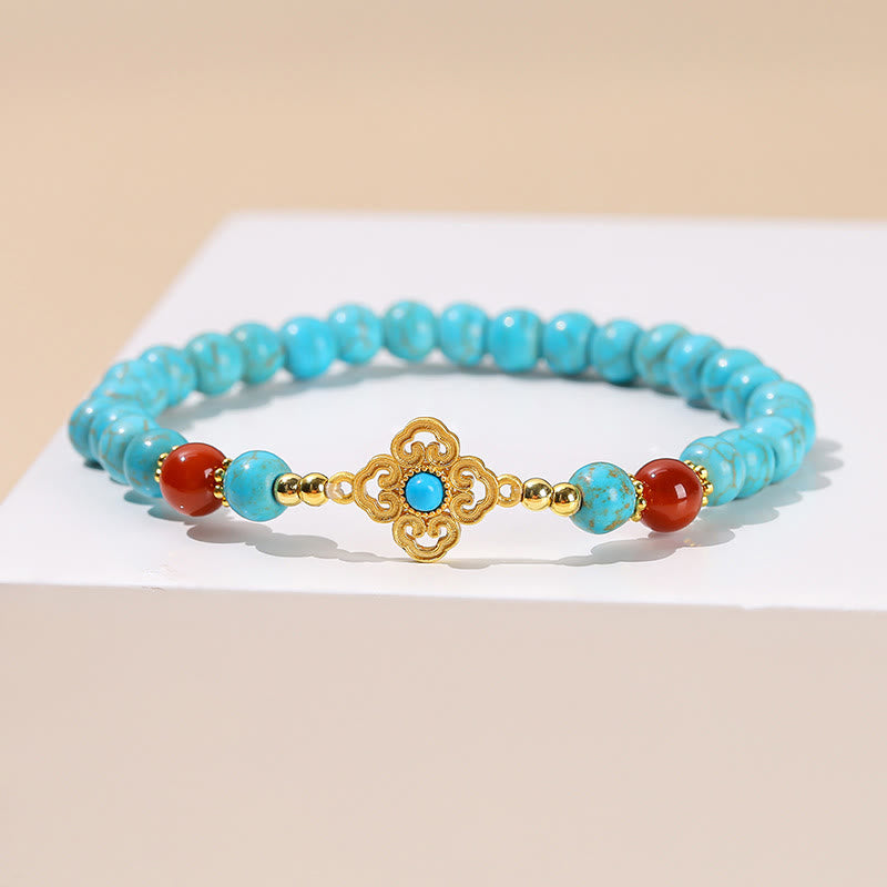 Braccialetto di protezione dell'equilibrio con perline turchesi Buddha Stones