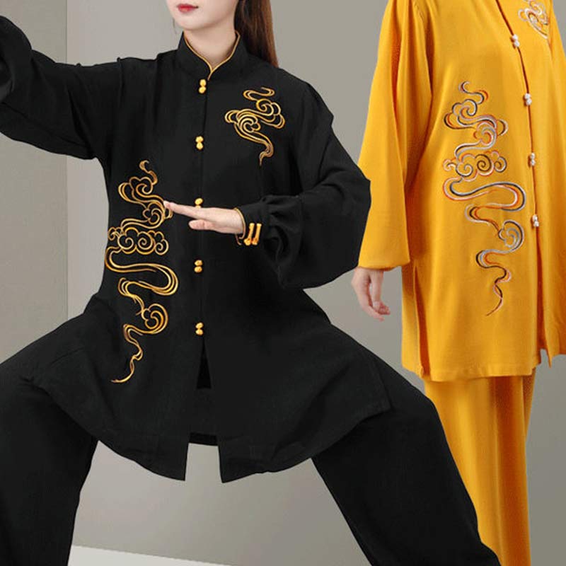 Buddha Stones Nuvole di buon auspicio Ricamo Meditazione Preghiera Spirituale Zen Tai Chi Qigong Pratica Set di abbigliamento unisex - image 20