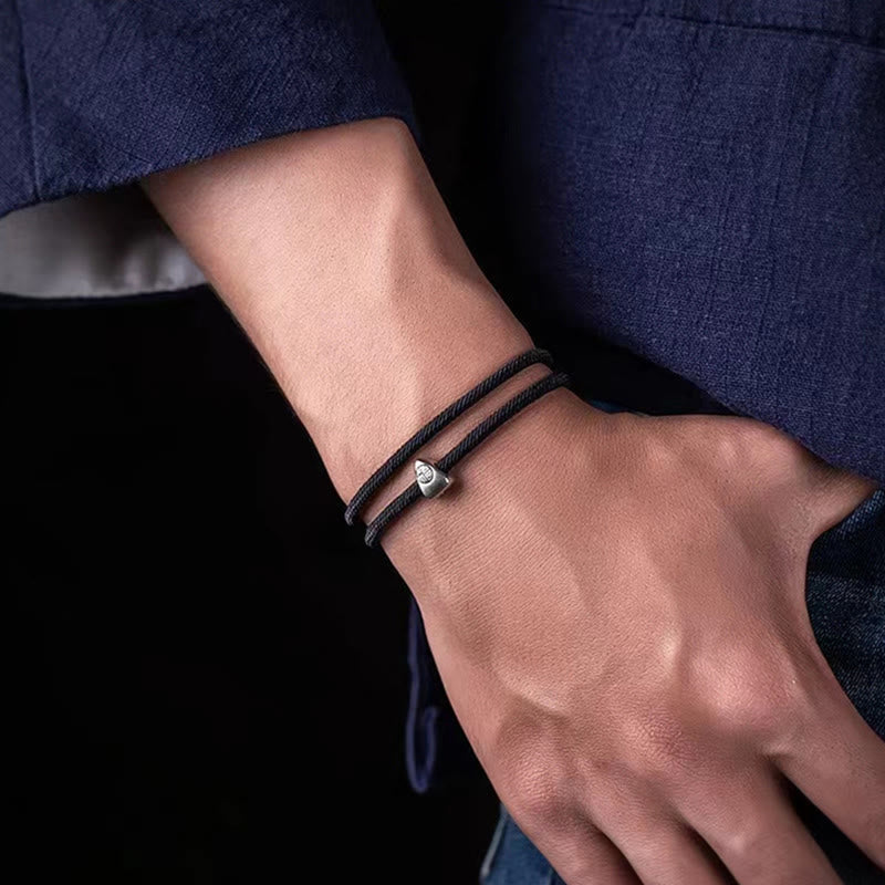 Bracciale intrecciato fatto a mano con carattere Fu in argento sterling 925 Buddha Stones - image 14