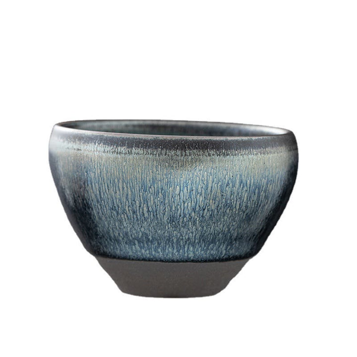 Buddha Stones Vintage Cinese Argento Blu Jianzhan Forno Cambiamento Porcellana Tazza da Tè Kung Fu Tazza da Tè