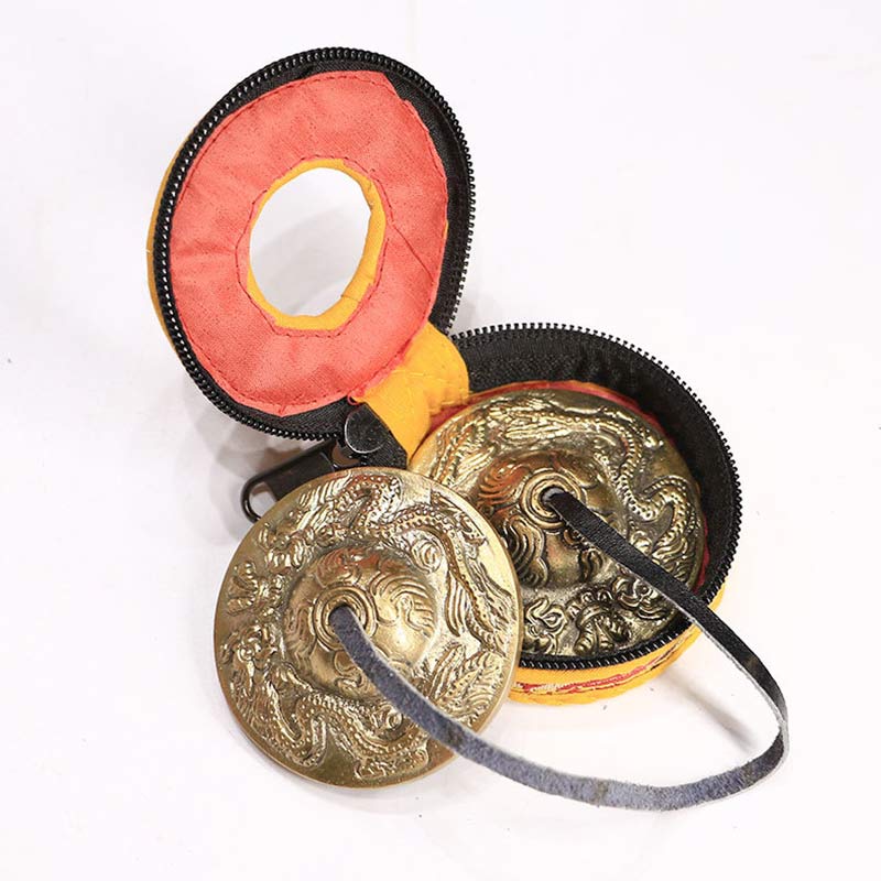 Buddha Stones Campana tibetana Tingsha Sei parole vere Drago Rame Bilancia Decorazione con borsa - Drago e borsa - image 13