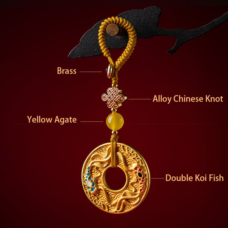 Portachiavi Buddha Stones Double Koi Fish Peace Buckle Wealth Luck