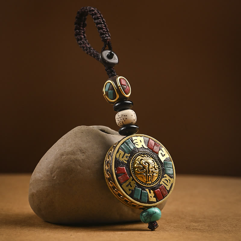 Portachiavi con Buddha Stones tibetano Om Mani Padme Hum Bodhi Seme della pace