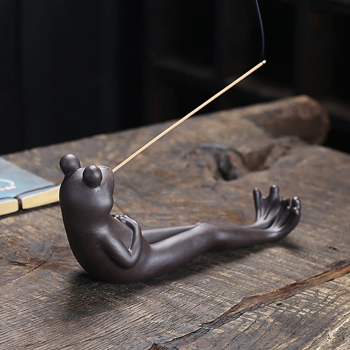 Bruciatore di incenso di guarigione spirituale in ceramica a forma di rana da meditazione - image 2