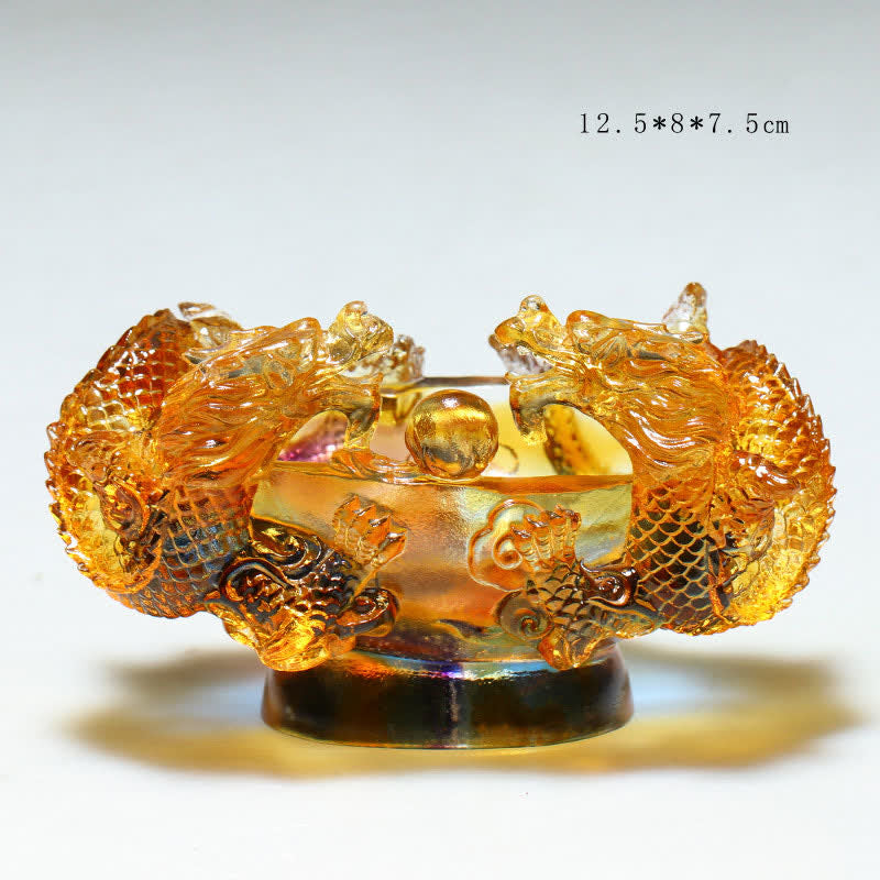 Buddha Stones Feng Shui Zodiaco cinese Drago Fatto a mano Liuli Cristallo Arte Pezzo Protezione Casa Ufficio Decorazione - Piccolo 12,5*8*7,5 cm - image 1