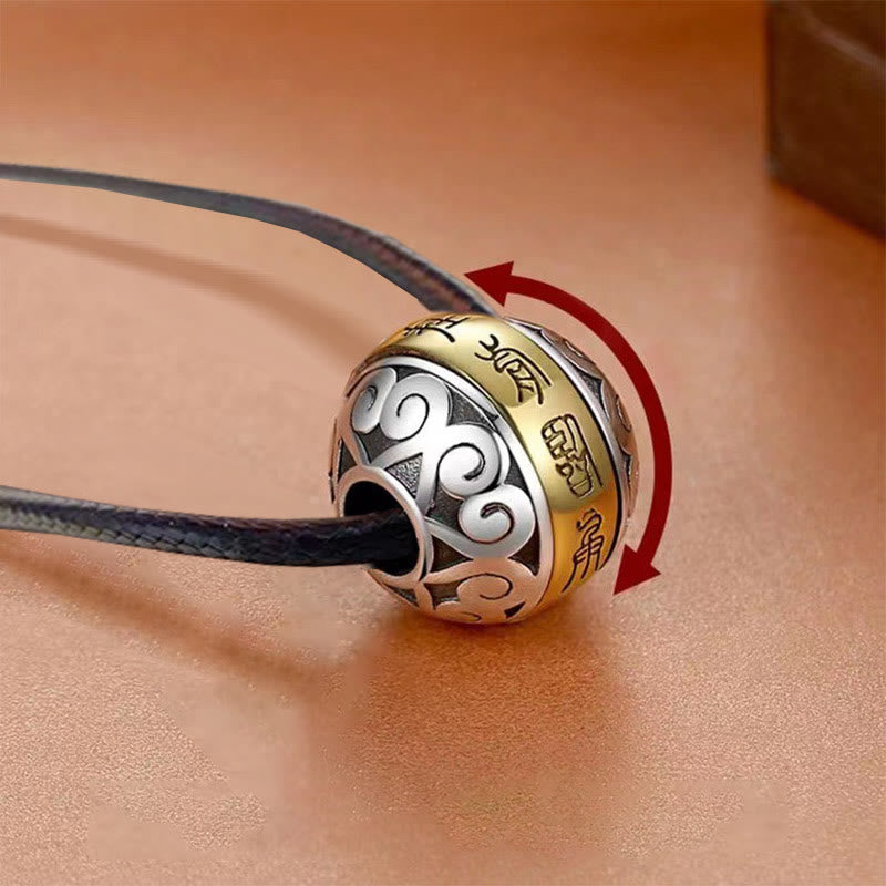 Collana con ciondolo girevole con amuleto inciso con mantra taoista a nove caratteri Buddha Stones Balance - Mantra di nove caratteri e corda di cuoio - image 6