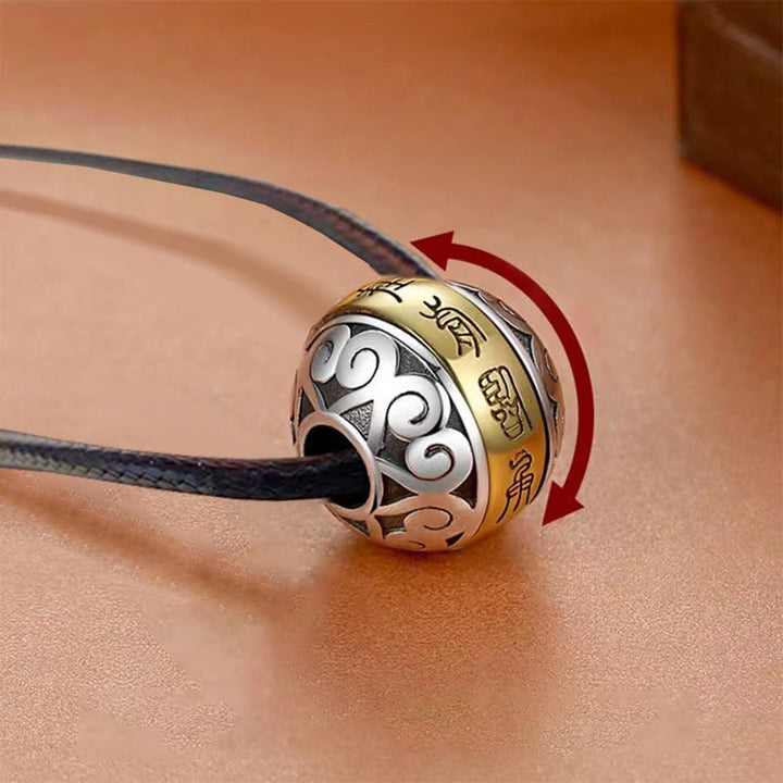 Collana con ciondolo girevole con amuleto inciso con mantra taoista a nove caratteri Buddha Stones Balance - Mantra di nove caratteri e corda di cuoio - image 6