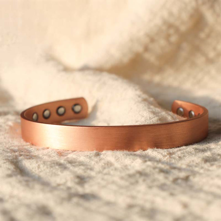 Bracciale rigido regolabile in rame magnetico con motivo vintage Buddha Stones