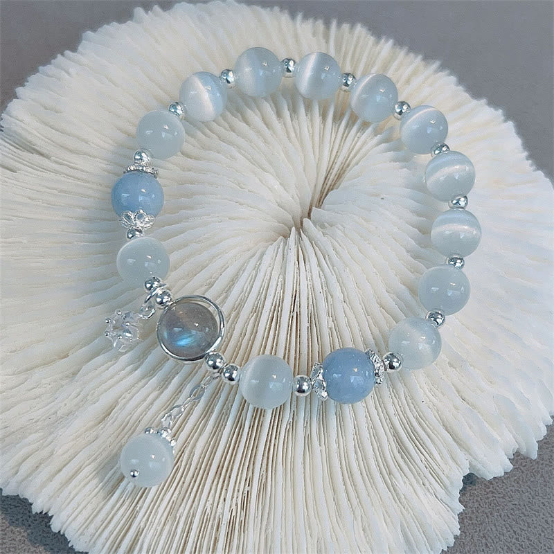 Braccialetto di supporto con ciondolo a forma di stella a forma di farfalla, pietra di luna e occhio di gatto Buddha Stones - image 11