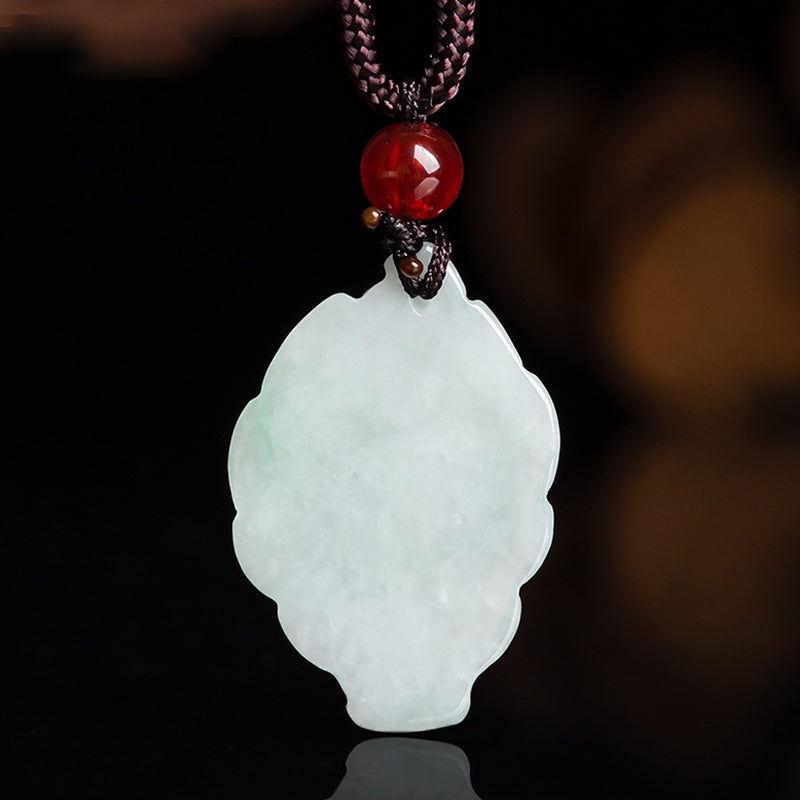 Buddha Stones Collana con ciondolo a forma di volpe a nove code in giada naturale e prosperità