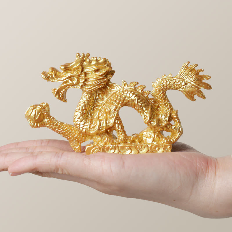 Buddha Stones Feng Shui Drago Nuvola di buon auspicio Ricchezza Fortuna Decorazione - Oro - 12 cm * 2,3 cm * 7 cm - image 2