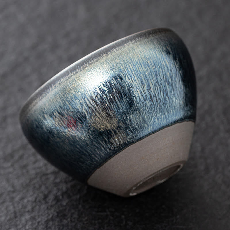 Buddha Stones Vintage Cinese Argento Blu Jianzhan Forno Cambiamento Porcellana Tazza da Tè Kung Fu Tazza da Tè
