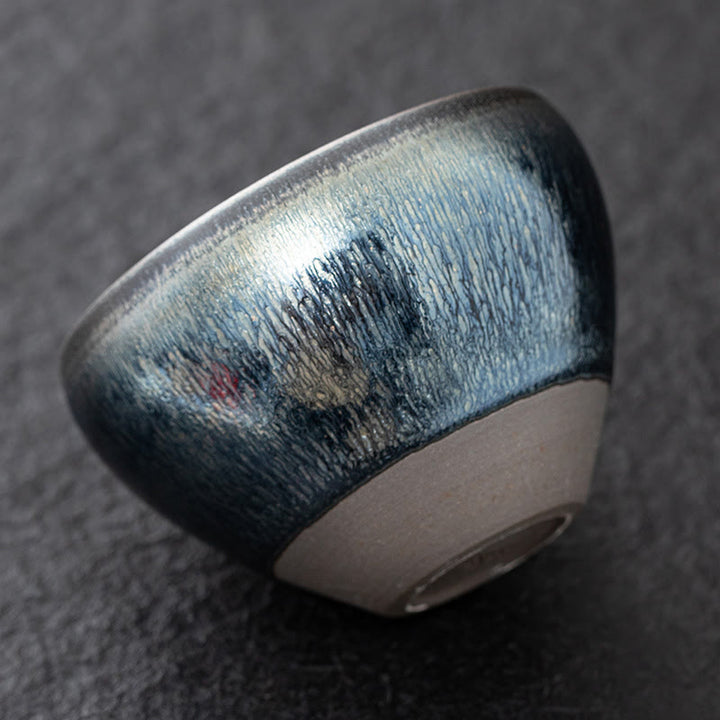Buddha Stones Vintage Cinese Argento Blu Jianzhan Forno Cambiamento Porcellana Tazza da Tè Kung Fu Tazza da Tè