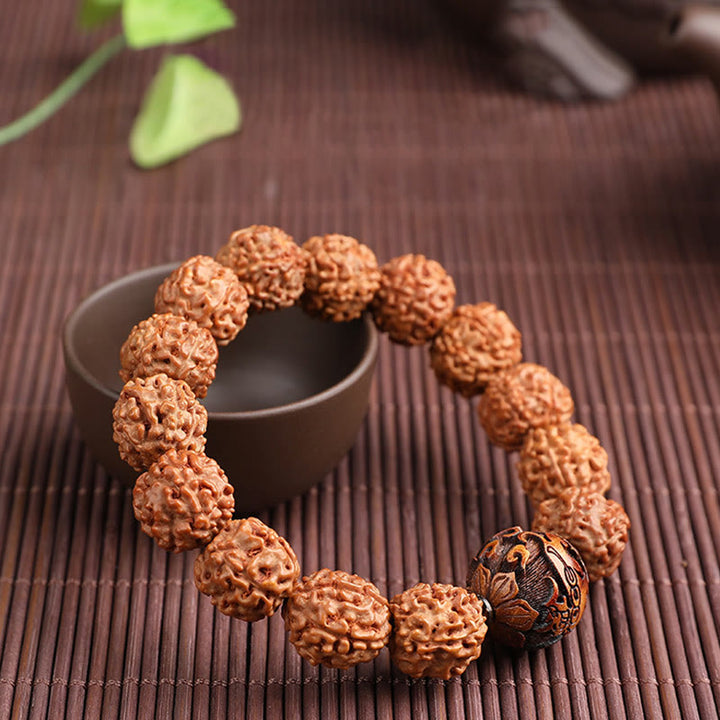 Buddha Stones Tibet Rudraksha Bodhi Seed PiXiu Moneta di rame Braccialetto della fortuna
