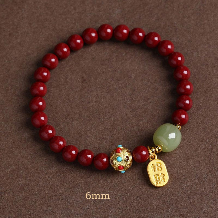 Braccialetto con ciondolo di protezione della fortuna in avventurina verde cinabro Buddha Stones